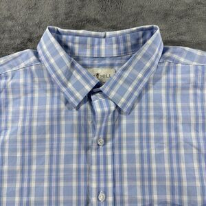 Oak Hill Mens Easy Stretch Classic Fit Blue White Button Up Shirt 19 35/36